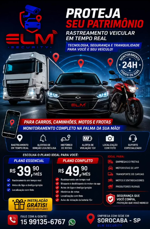 Planos de rastreamento veicular ELM Security